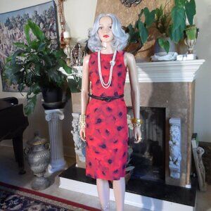 New Michael Kors Red & Black Floral Print Belted Sheath Dress Size 4